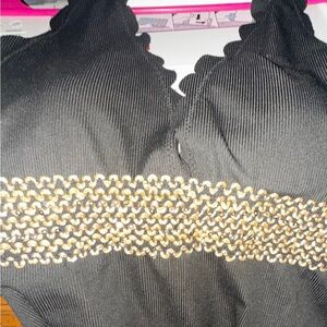 Elegant Black and Gold Women Swim One Piece